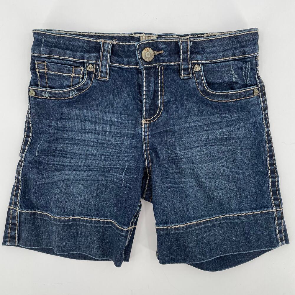 Kut From The Kloth Women's Denim Shorts, Sz 4 Dark Blue Wash Thick Stitch Casual